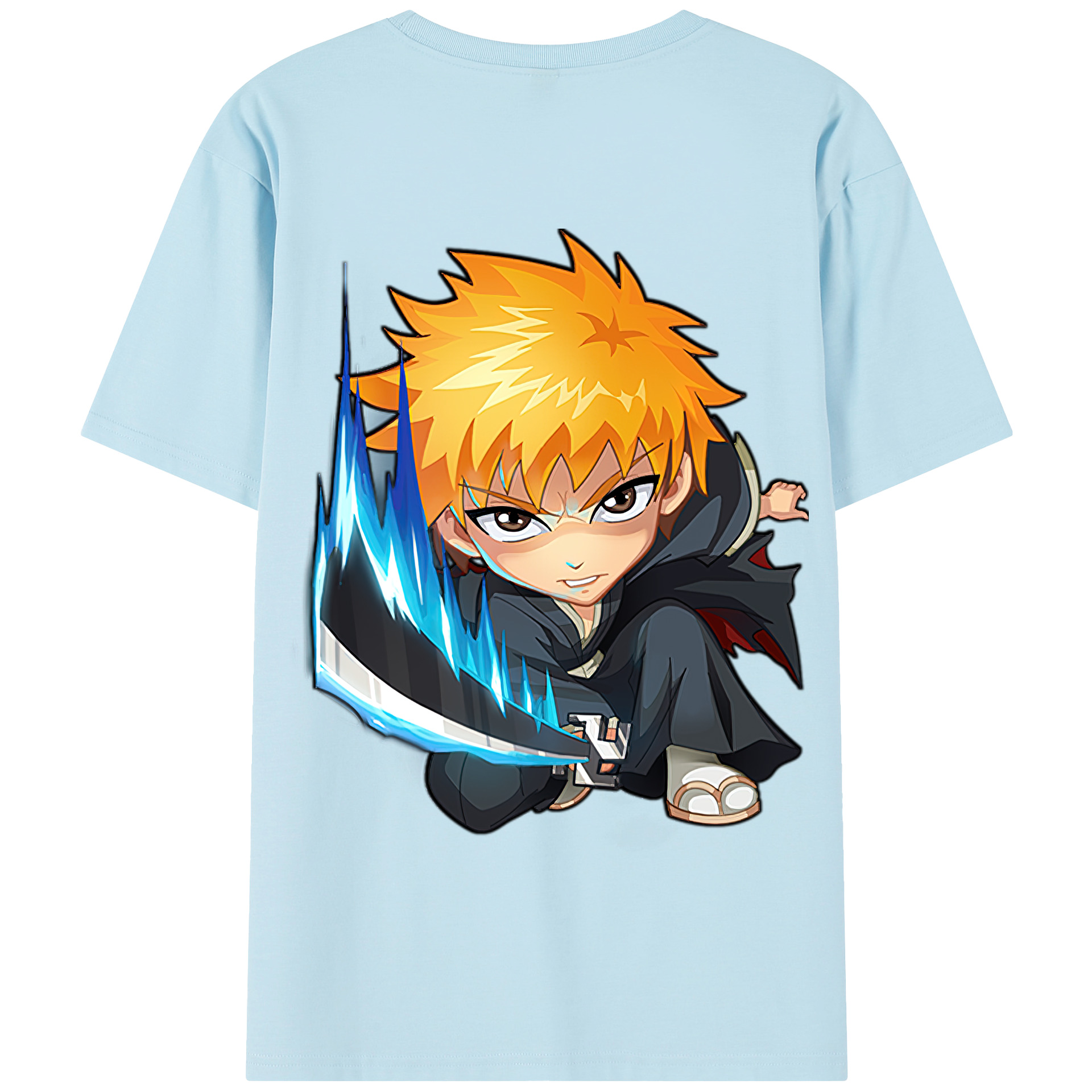 （画像用） ブリーチ 黒崎一護（くろさき いちご）BLEACH Kurosaki Ichigo 綿100％半袖Tシャツ（背面プリント）